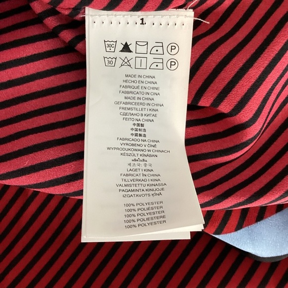 MICHAEL Michael Kors Border Stripe Poncho Blouse Red Black L/XL - Picture 7 of 7